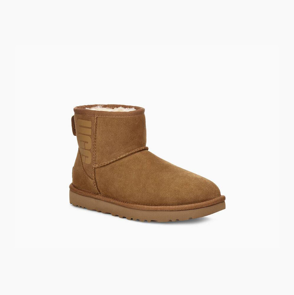 UGG Classic Mini Rubber Logo - Boots Dame - Brune (NO-D780)